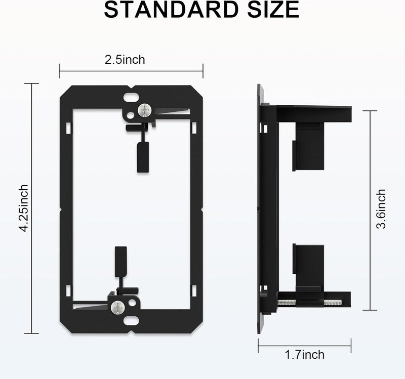 FGBB 50 Pack Low Voltage Mounting Bracket, 1 Gang Low Voltage Box Brackets for Single Gang Wall Plate, Telephone Wires, Network Cables, HDMI, Coaxial, Speaker Cables, Black - Image 3